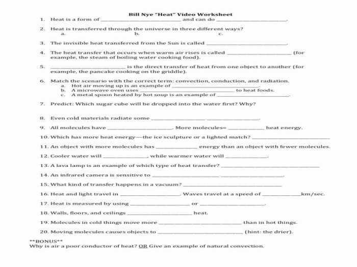 Bill nye the sun worksheet